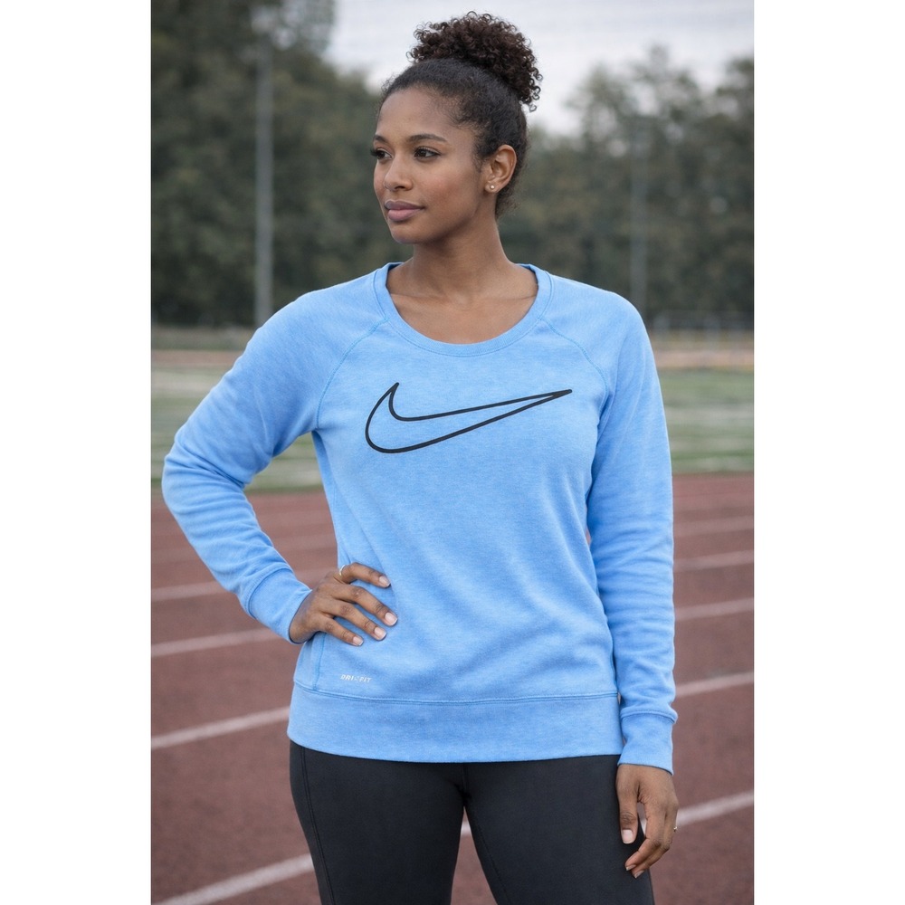 Nike Dri Fit Aqua Turquoise Blue Long Sleeve Athletic Shirt Women's Size M
